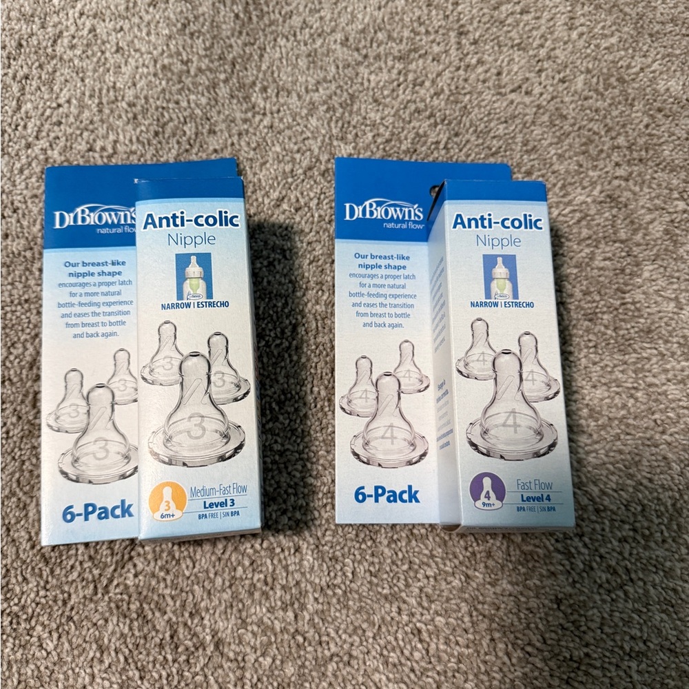 Anti-Colic Nipple 6-Pack (Blue & White) - Levels 3 & 4